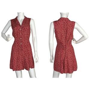 Vintage 90s Express Compagnie Internationale Romper Tie Back Floral Red Size S